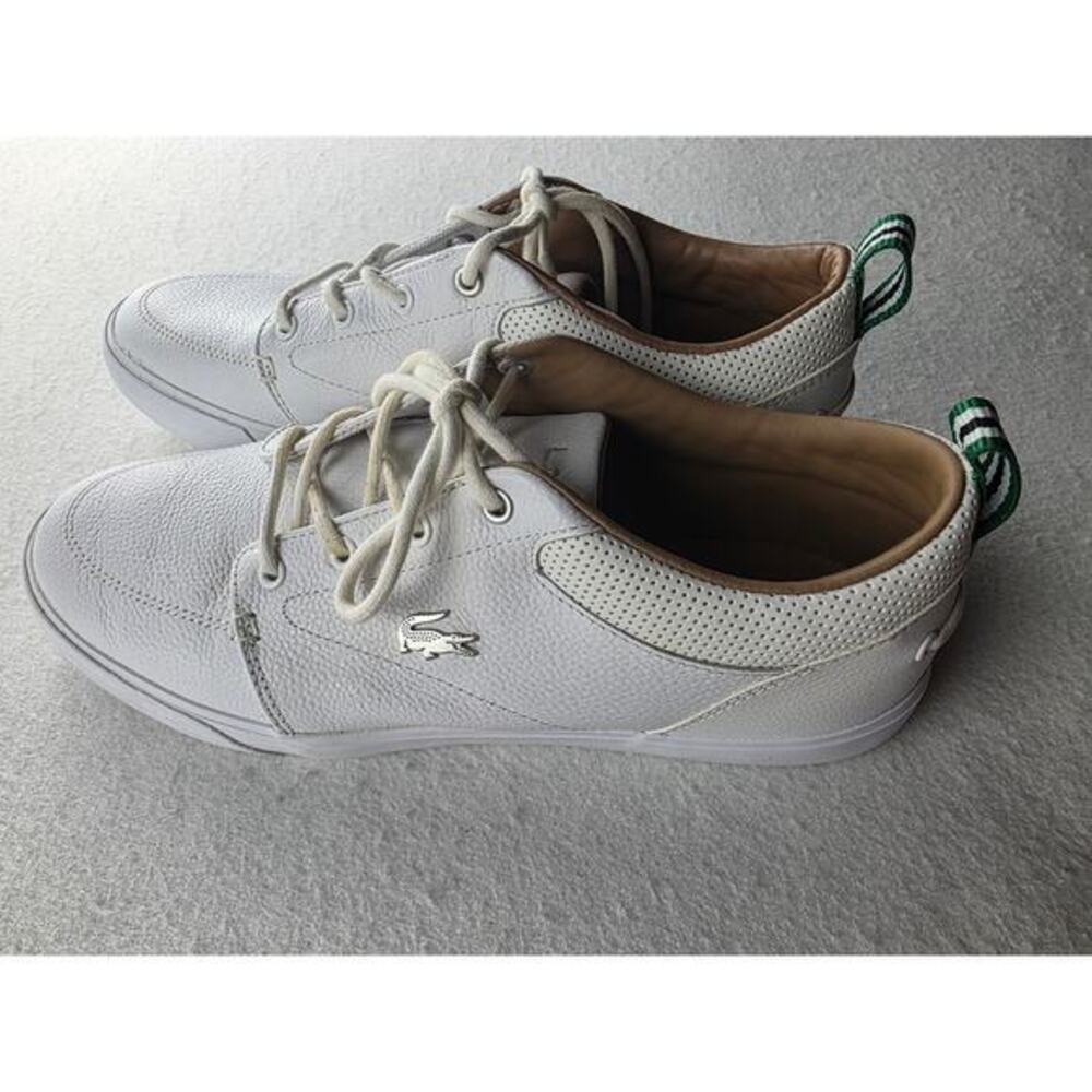 Lacoste Men's Bayliss White Leather Perforated Collar Sneaker Size 8.5